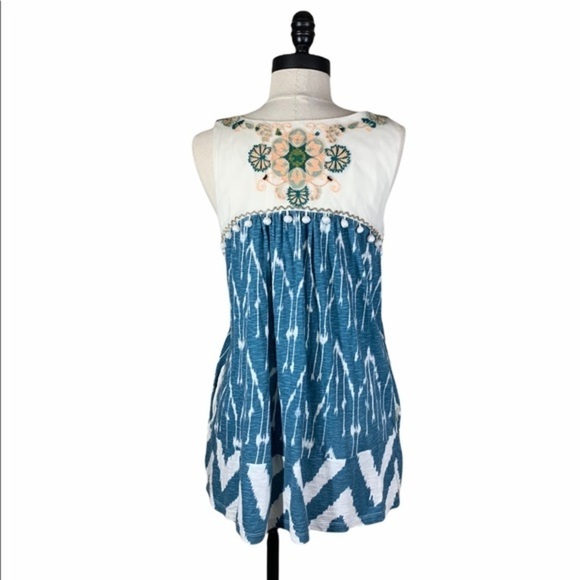 Floreat Ivory Geometric Sleeveless Embroidered top - Picture 2 of 5